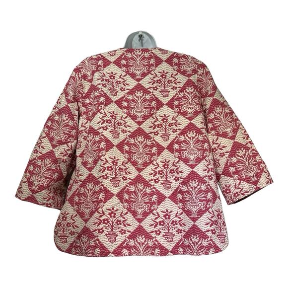 Vintage pink Floral Tapestry Jacket Open Front Boho Kimono Style OS - Picture 2 of 2